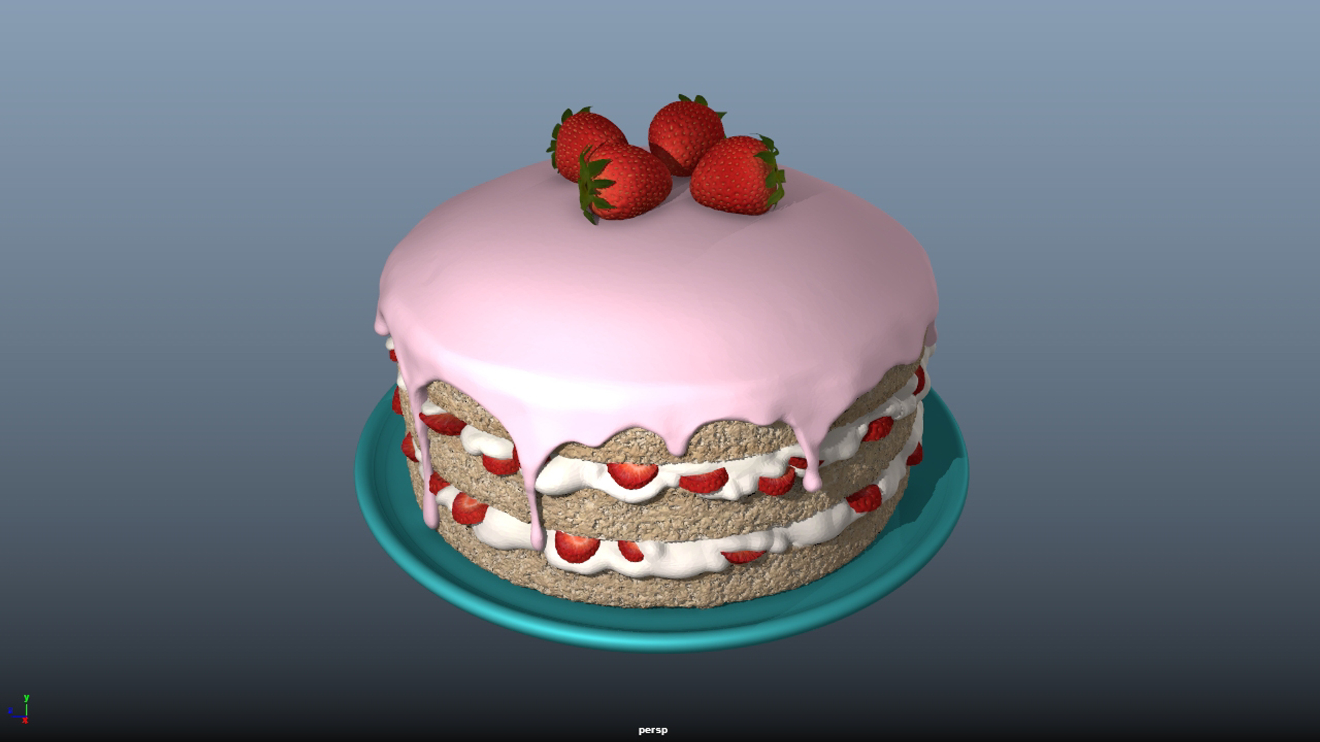 cake strawberry 3d obj