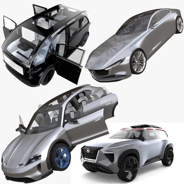 collection of aesthetic electric cars 3d model