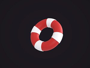 3D Red Lifebuoy Ring model