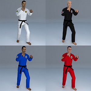 Jiu Jitsu Martial Artist Pack Rigged 3D Model