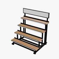 Four Tier Timber Retail Display with Price Rails and Header