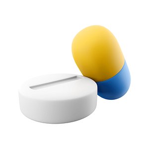 3D capsule pill icon model