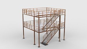 industrial rusty stairs 3D model model
