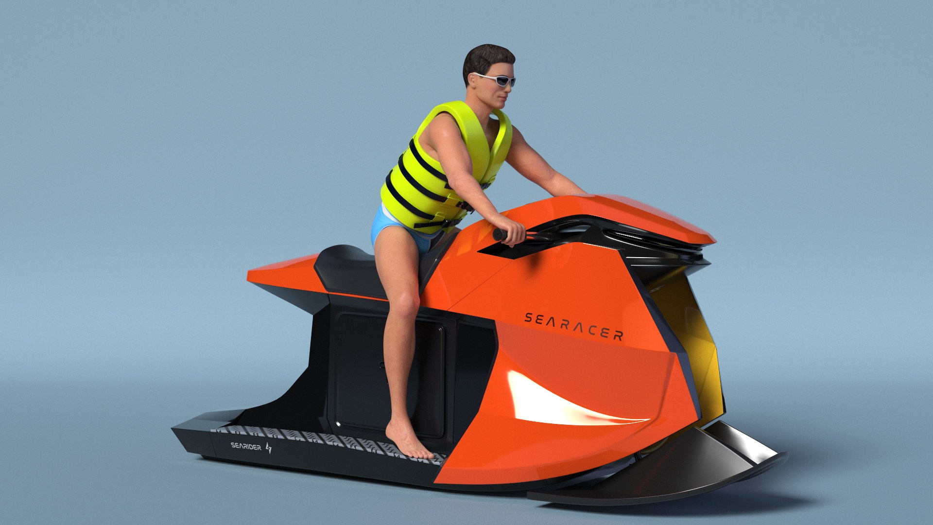 3D SeaRacer Jet Ski With Rider In Life Jacket - TurboSquid 2383184
