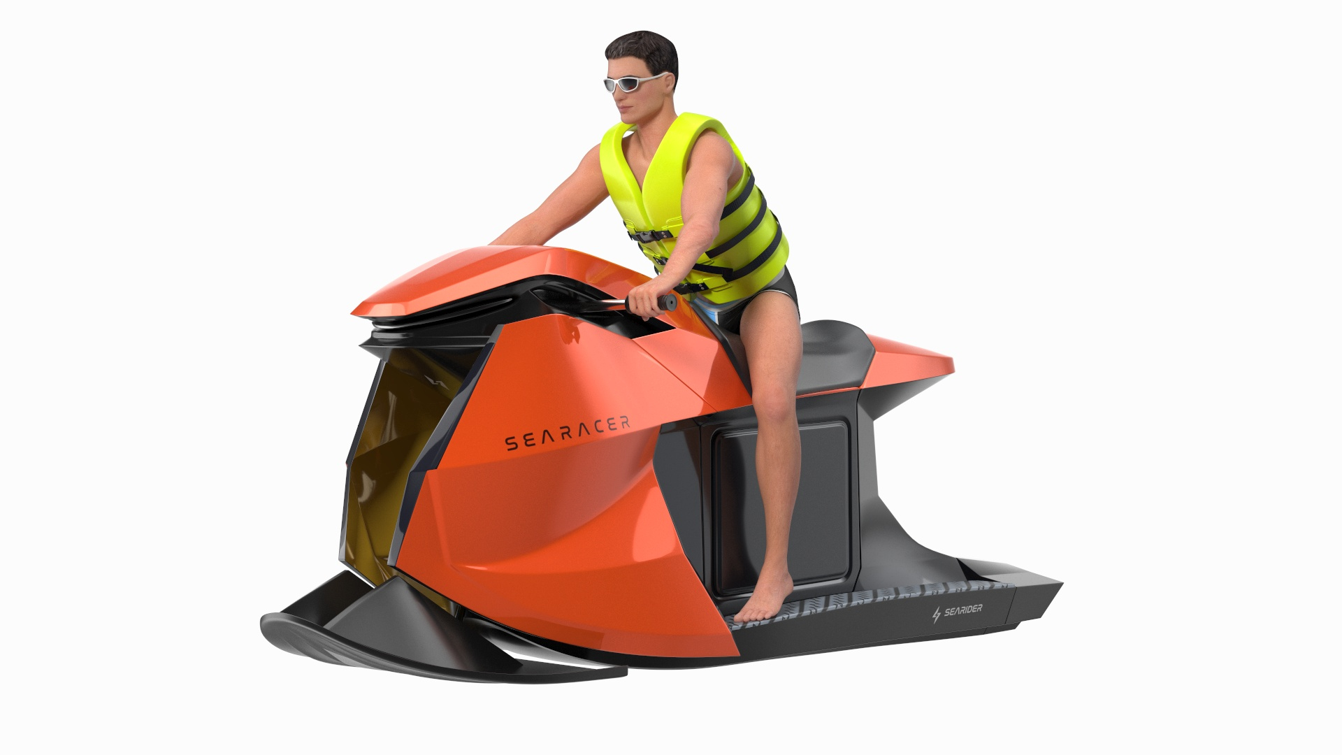 3D SeaRacer Jet Ski With Rider In Life Jacket - TurboSquid 2383184