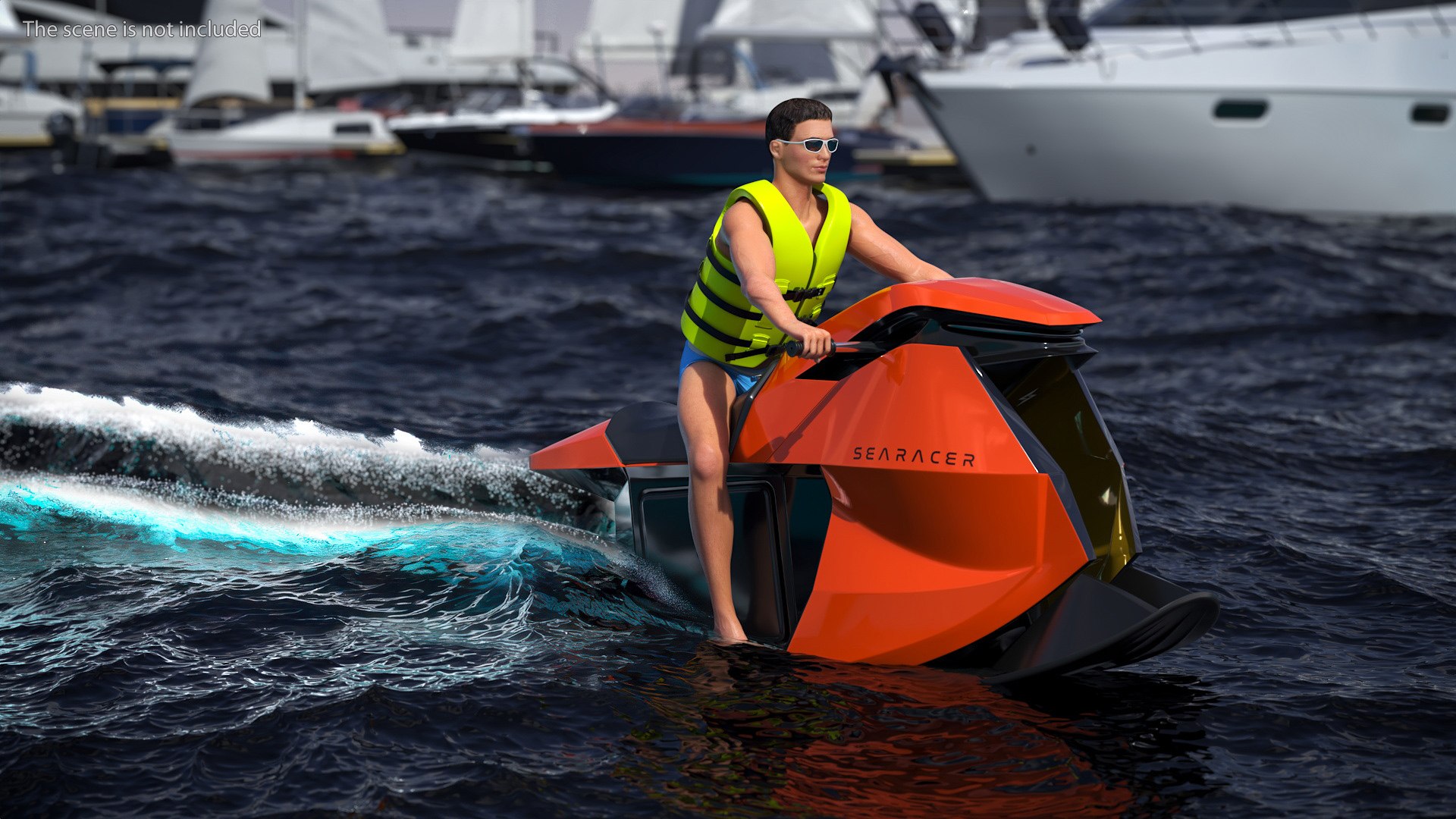 3D SeaRacer Jet Ski With Rider In Life Jacket - TurboSquid 2383184