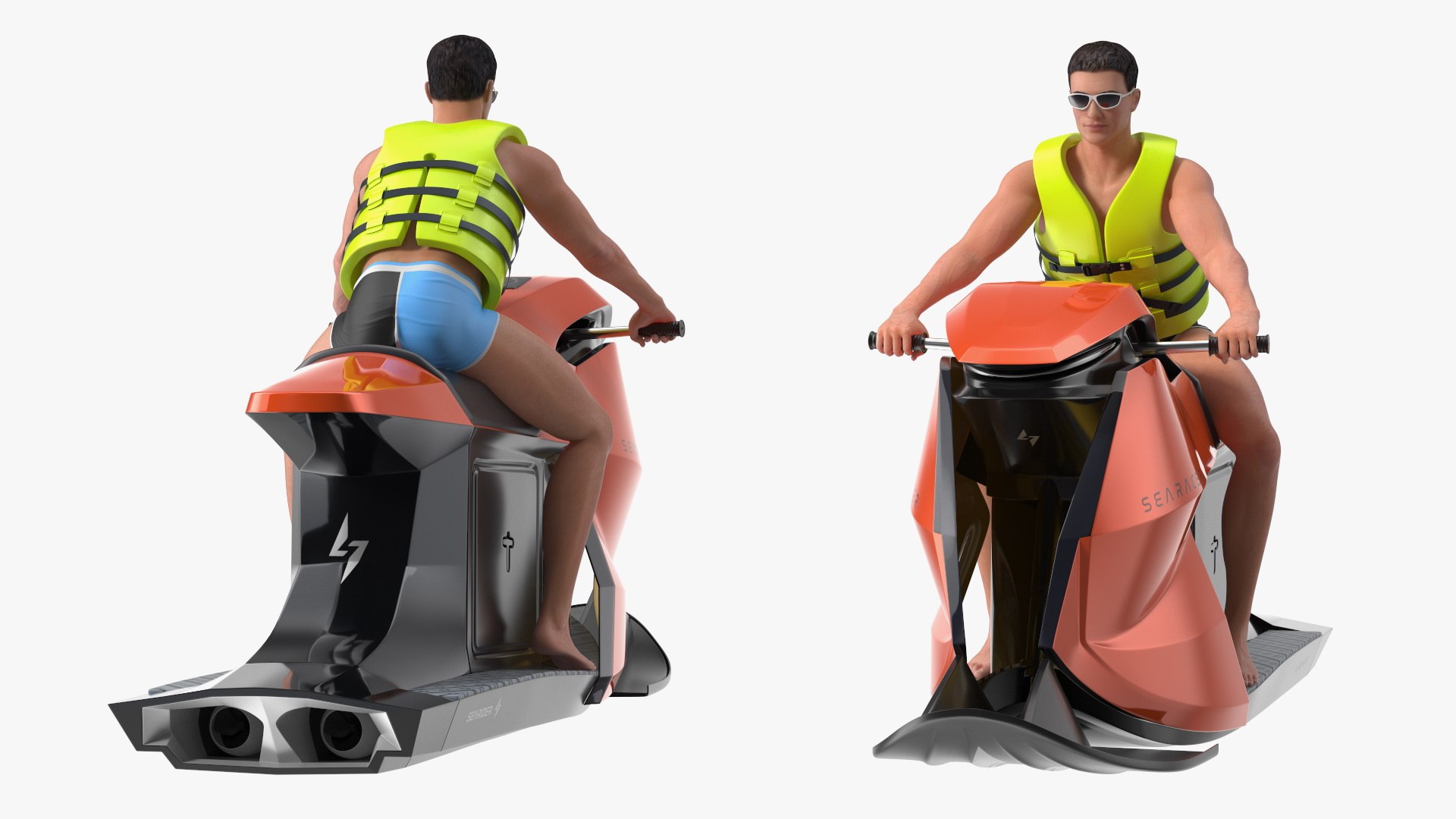 3D SeaRacer Jet Ski With Rider In Life Jacket - TurboSquid 2383184