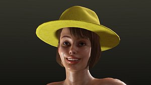 Cute Smiling Girl With Hat 3D model