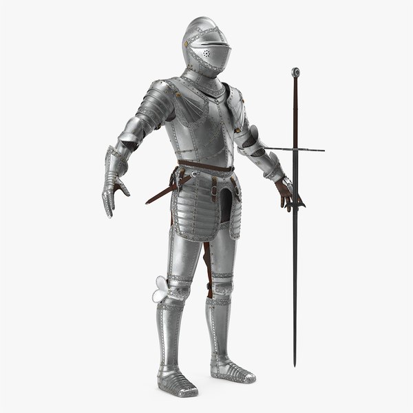 Polished Medieval Knight Plate Armor T-Pose