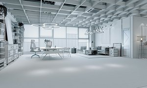 3D Interior of a modern industrial   style office model