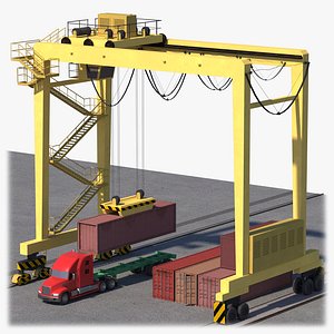 3D Location scene Crane load container to track