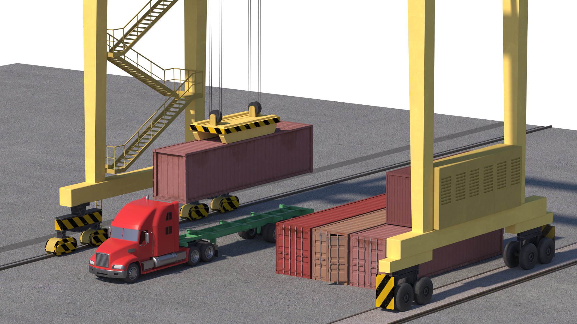 3D Location Scene Crane Load Container To Track - TurboSquid 2455199