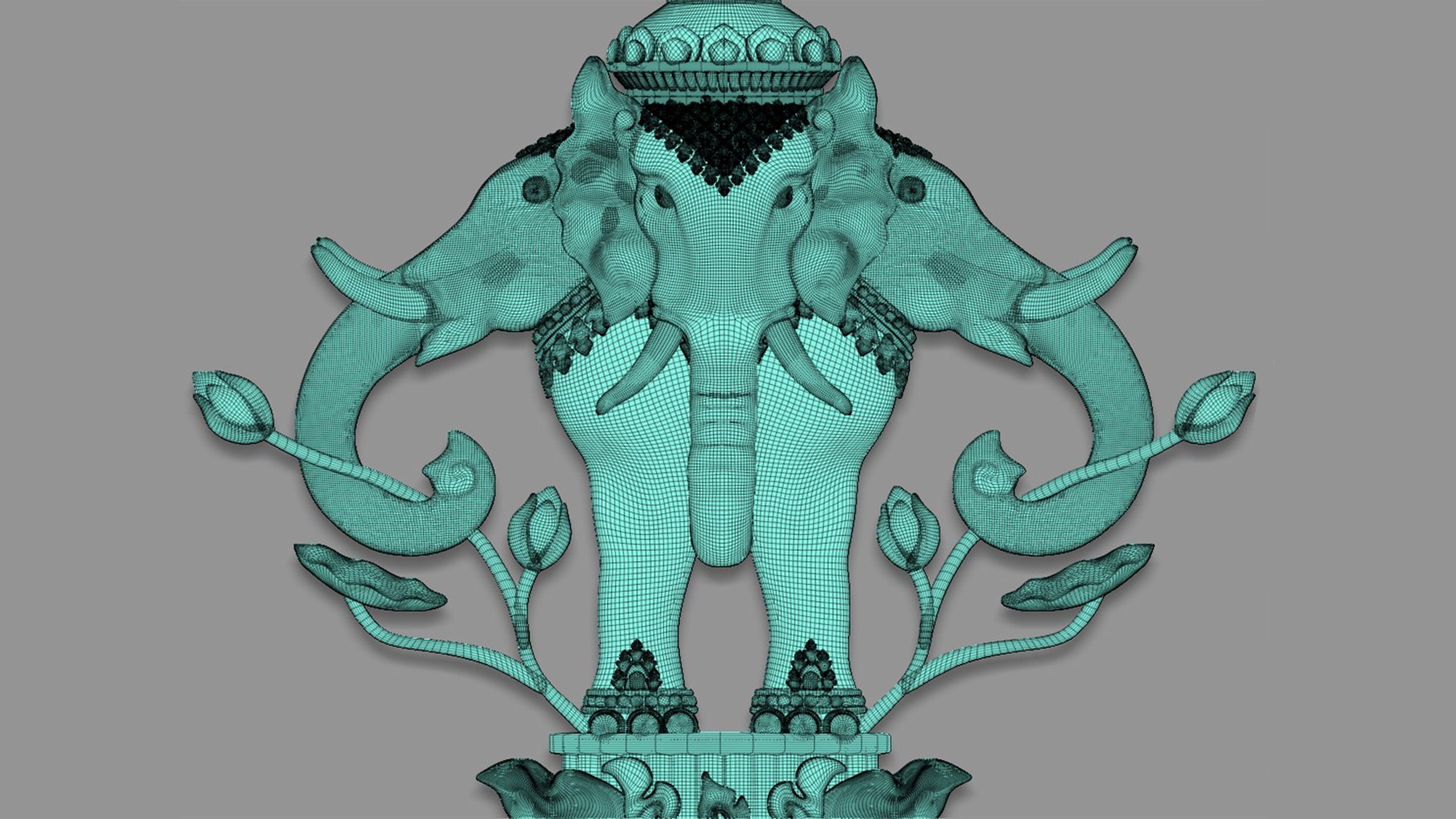3D Elephant Three Head Asian - TurboSquid 2309789