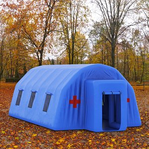 Blue Airfull Inflatable Medical Tent Open 3D model