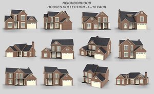 3D model Neighborhood Houses Collection 10 Pack T4