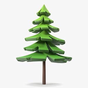 Fur Tree Cartoon Style Simple Coloring model