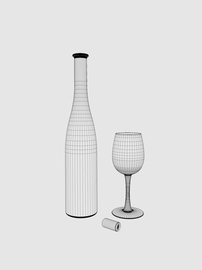 3d model bottle 20 wine