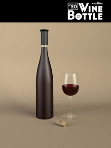3d model bottle 20 wine