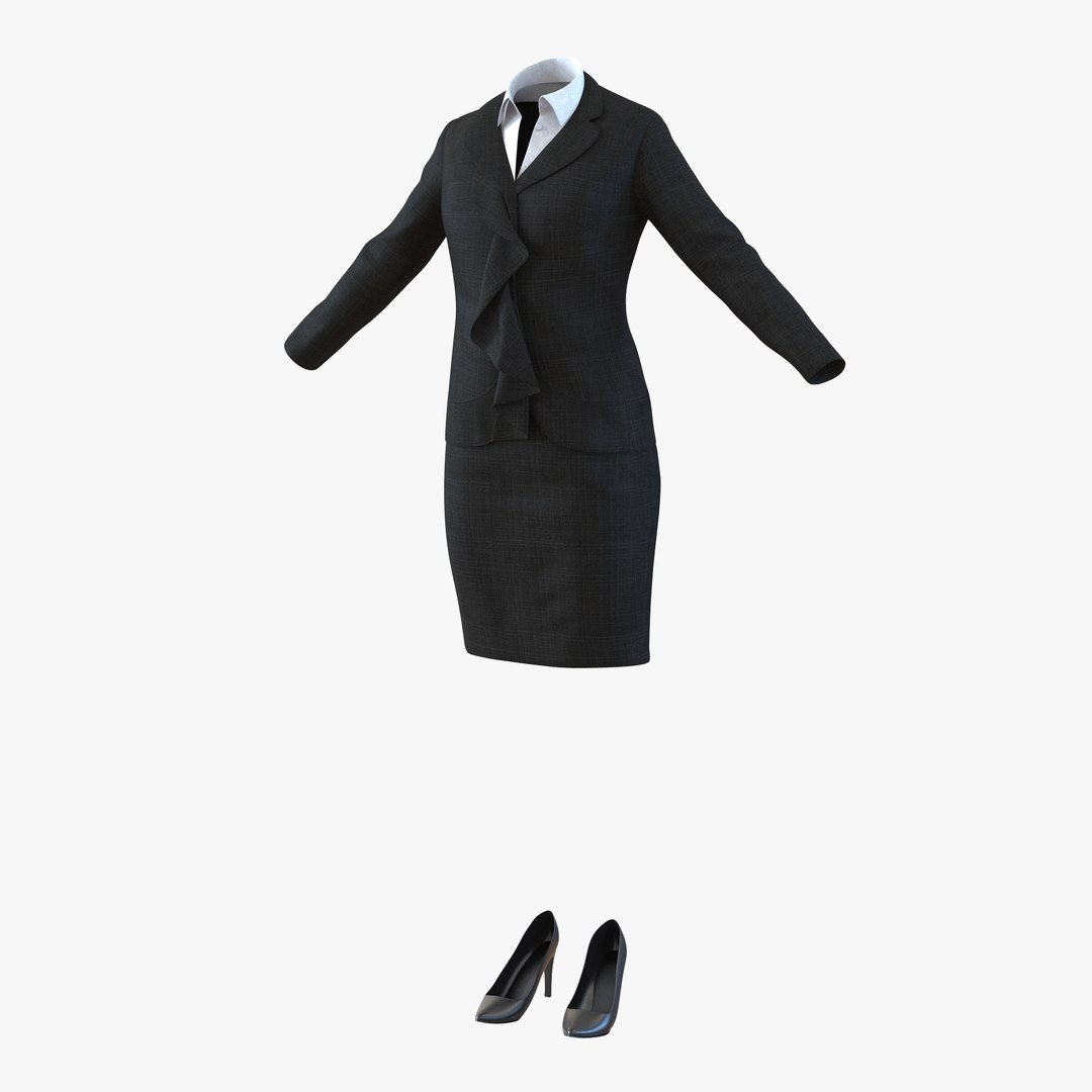 Formal Skirt Suit 3D model preview