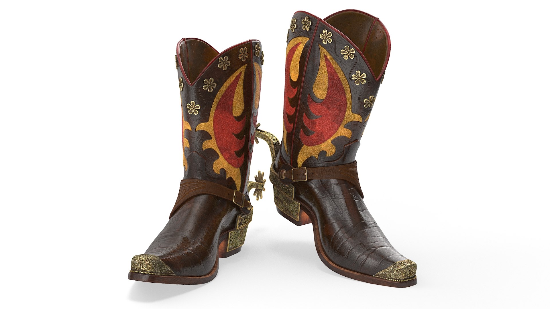 Western Cowboy Boots with Spur 3D model preview