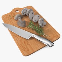 Mushrooms Halves on Chopping Board