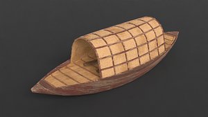 3D PBR Lowpoly Wooden Boat Version 3 ArchiViz and Game Ready model