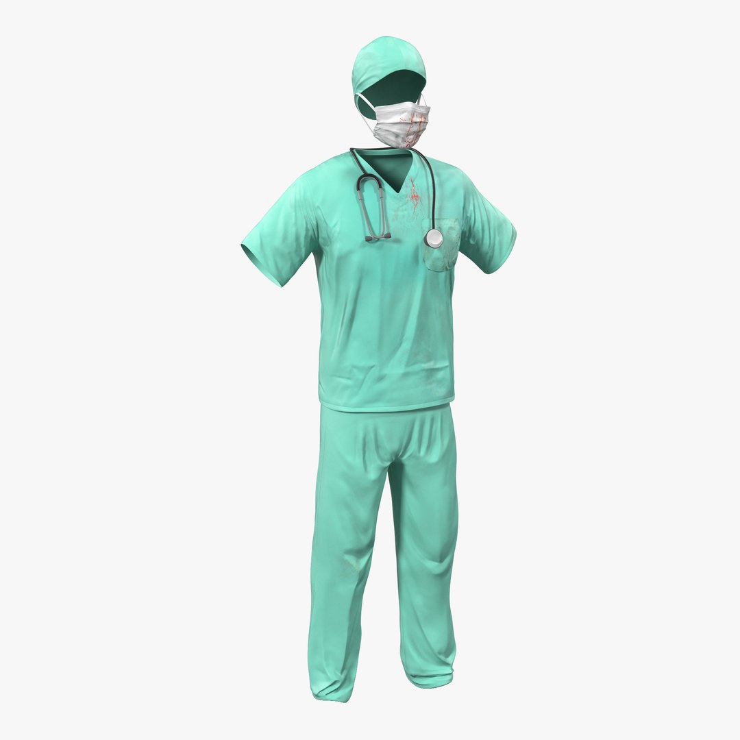 Surgeon Dress 18 with Blood 3D model preview
