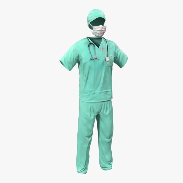 3d model surgeon dress 18 blood