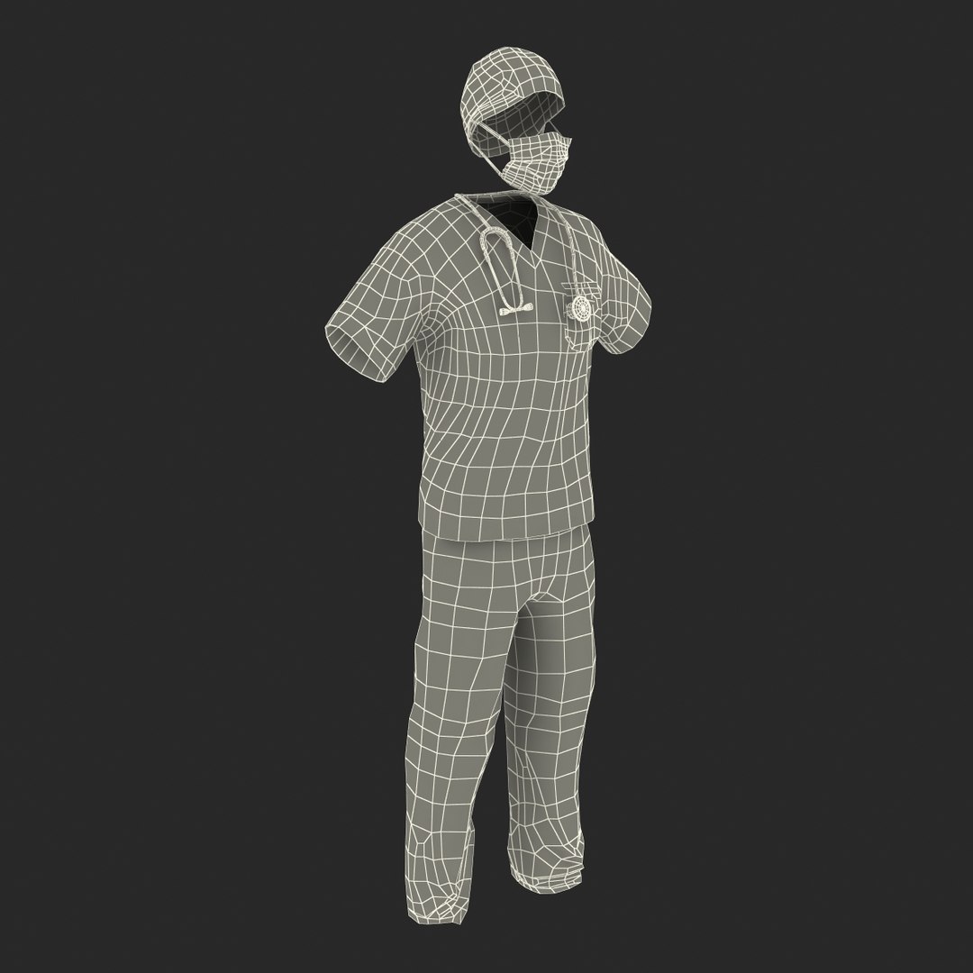 3d model surgeon dress 18 blood