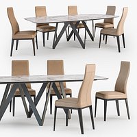 Calligaris Margot chair Cartesio table