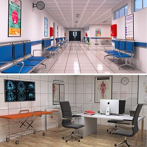 3D Doctor Office and Hospital Hallway