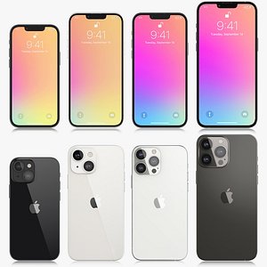Apple iPhone 13 mini and 13 and 13 pro and 13 pro MAX v2 3D model