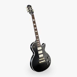 3d model black gibson les paul