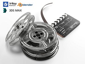 Vintage film reels and clapperboards as movie props
