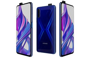 3D Honor 9X Charm Sea Blue Low Poly