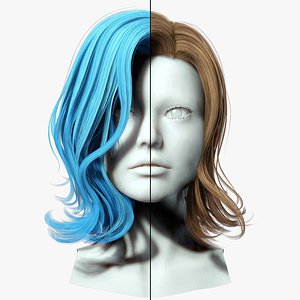Short Feathered Hair Low-poly 3D