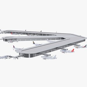 Terminal International Airport and Airplanes 3D model