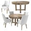 Restoration Hardware ELLA FABRIC ARMCHAIR and CAYDEN CAMPAIGN ROUND JUPE EXTENSION DINING TABLE