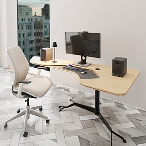 Modern Minimal Desk Setup Pack Workspace Assets PBR Blender FBX OBJ 3D model