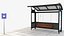 3d model realistic bus stop shelter