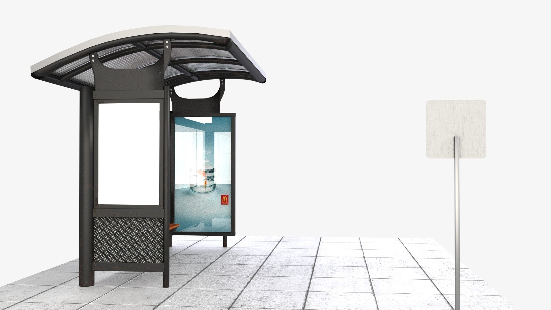 3d model realistic bus stop shelter