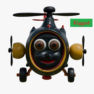 3D Cute Cartoon Helicopter Character 3D Model - Fully Rigged model