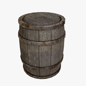 Wooden Barrel Game PBR Textures 3D