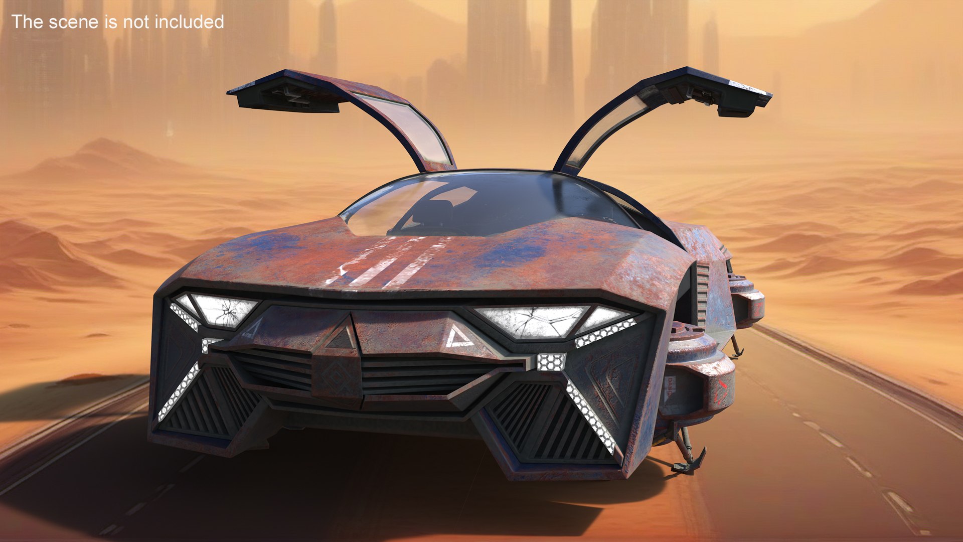 Concept Hover Car Rusty Rigged for Cinema 4D 3D model preview