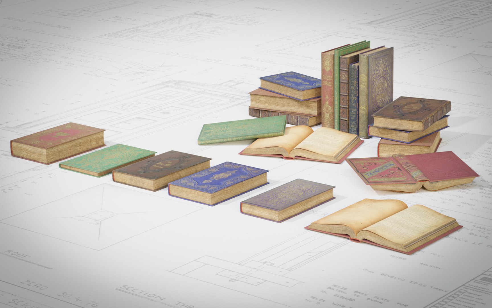 6 Old Books Medieval Model - TurboSquid 1805380
