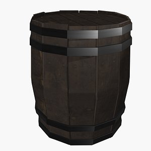 3D Low Poly Wooden Barrel with PBR Textures Game Ready
