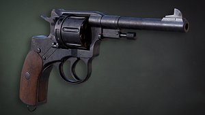Lowpoly PBR Nagant Revolver With A Silencer