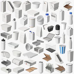 White Containers Packages Boxes Collection