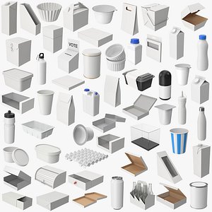 White Containers Packages Boxes Collection