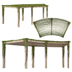 garden arbor pergola ivy 3D model